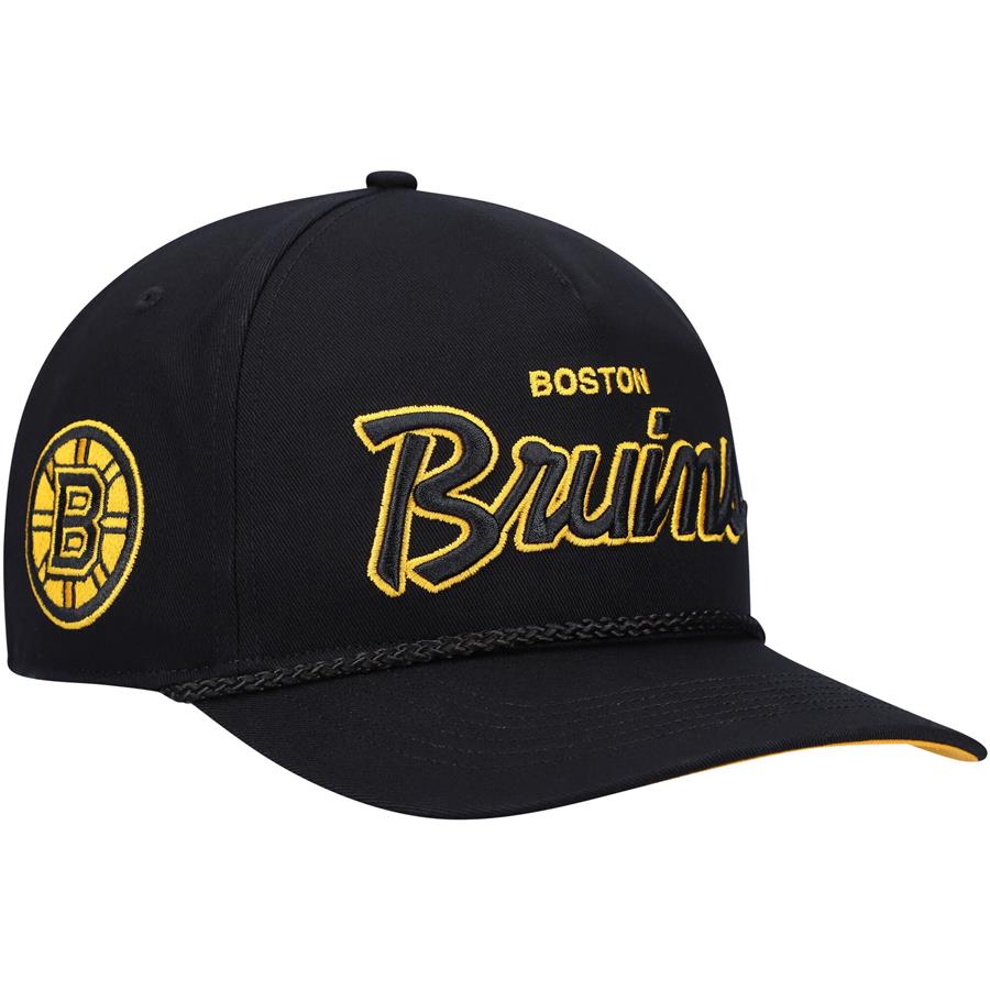 Boston Bruins '47 Crosstown Script Hitch Snapback Hat - Black