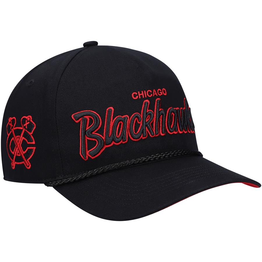Chicago Blackhawks '47 Crosstown Script Hitch Snapback Hat - Black