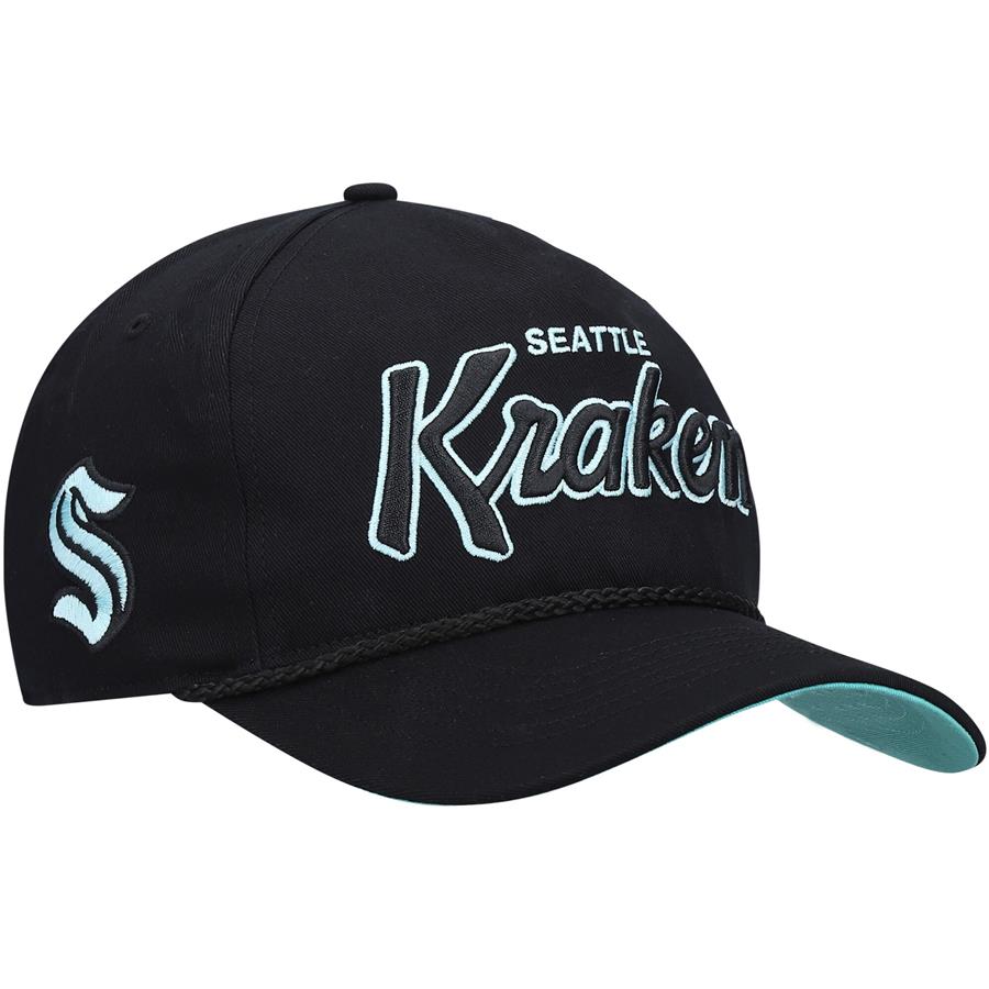 Seattle Kraken '47 Crosstown Script Hitch Snapback Hat - Black