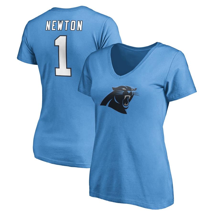 Cam Newton Carolina Panthers Fanatics Branded Women's Player Icon Name & Number V-Neck T-Shirt - Blue