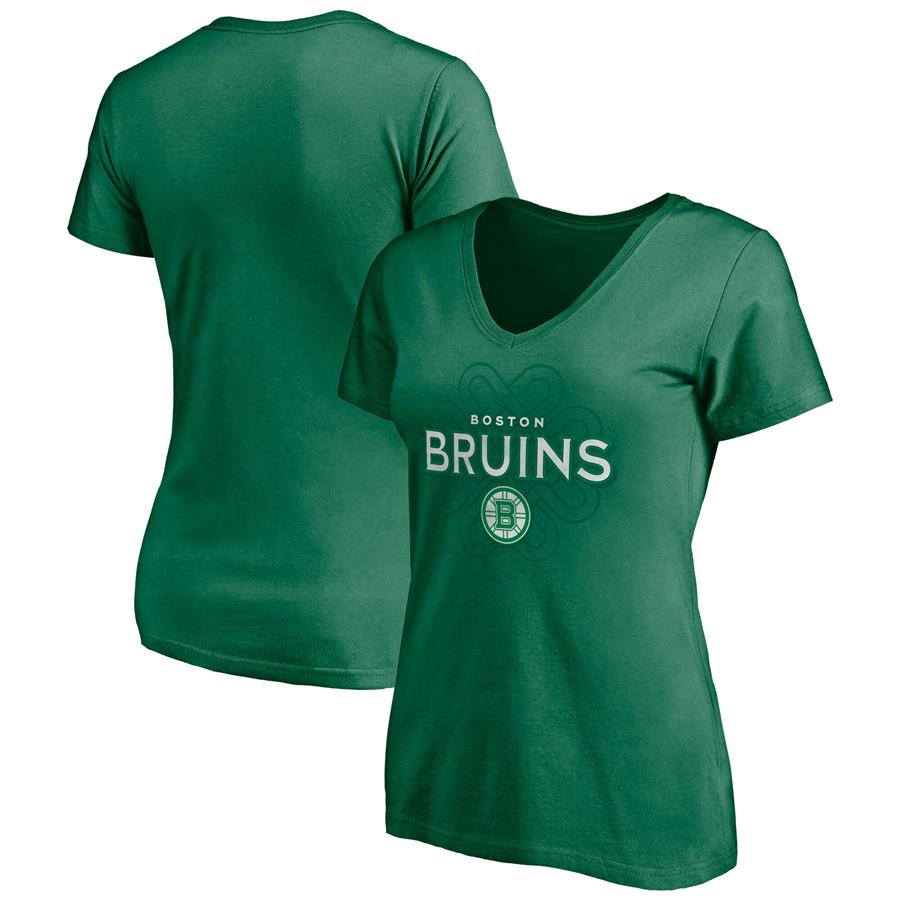 Boston Bruins Fanatics Branded Women's St. Patrick's Day Celtic Knot V-Neck T-Shirt - Kelly Green