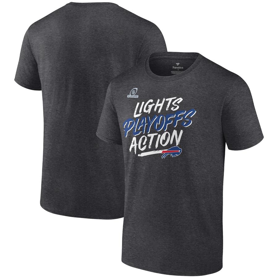 Buffalo Bills Fanatics Branded 2021 NFL Playoffs Bound Lights Action T-Shirt - Heathered Charcoal