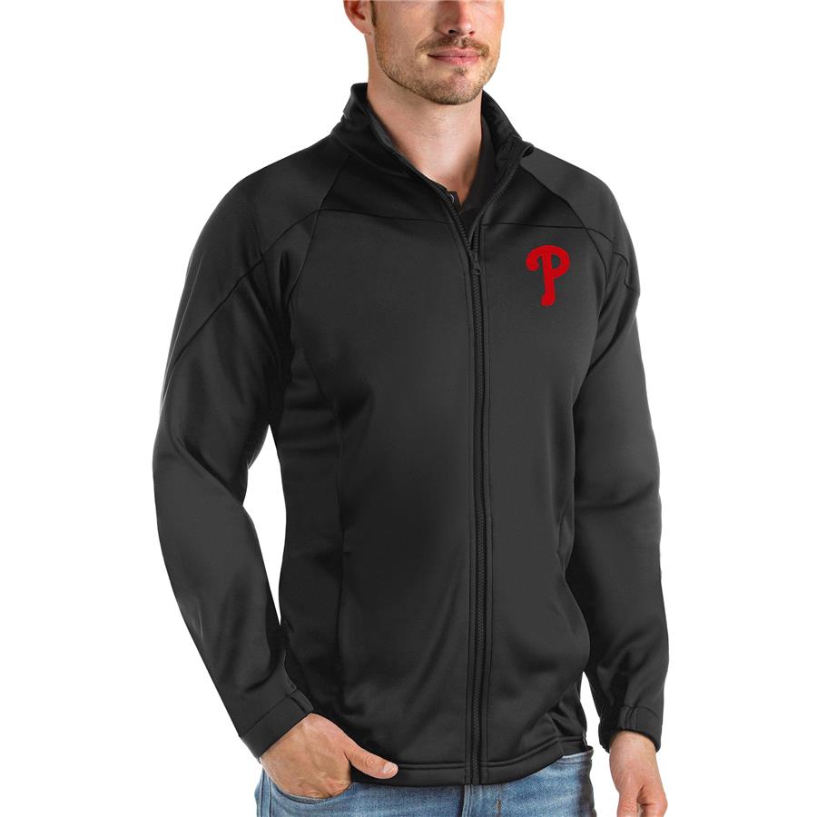 Philadelphia Phillies Antigua Links Full-Zip Golf Jacket - Black