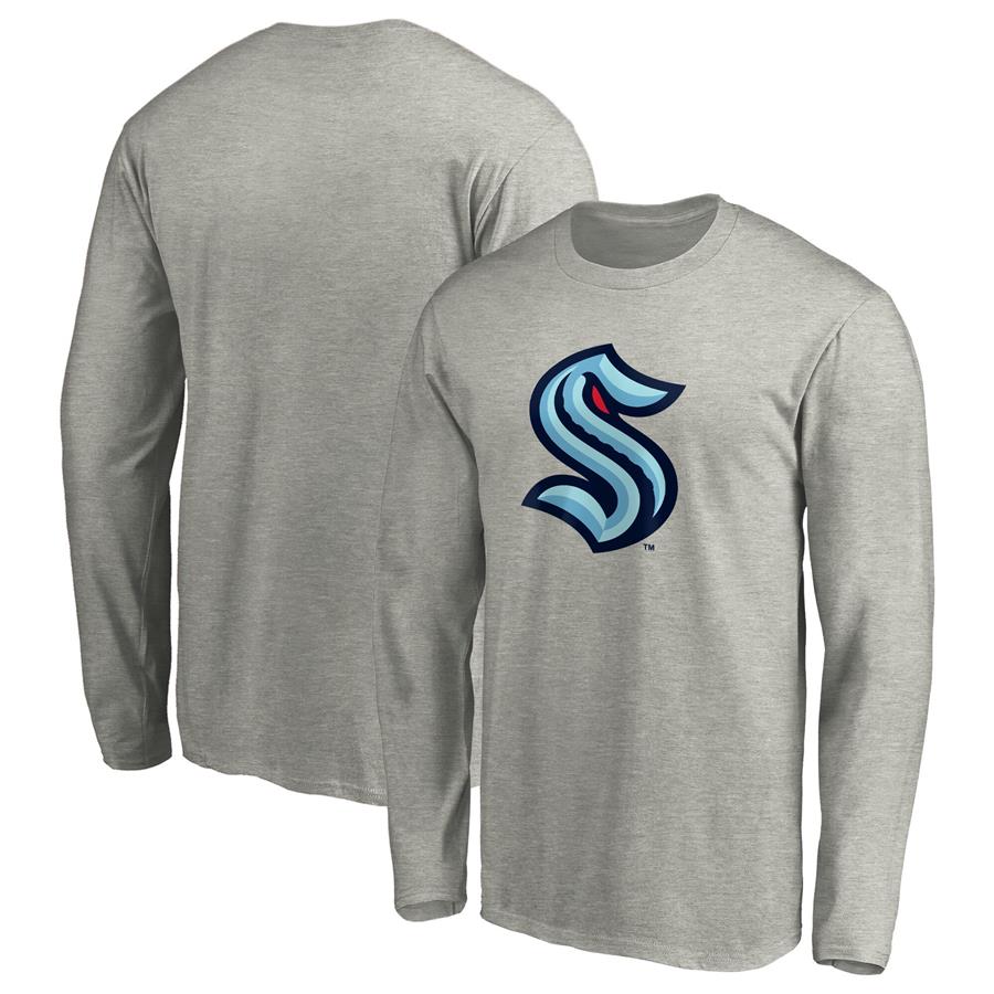 Seattle Kraken Fanatics Branded Primary Logo Long Sleeve T-Shirt - Heathered Gray