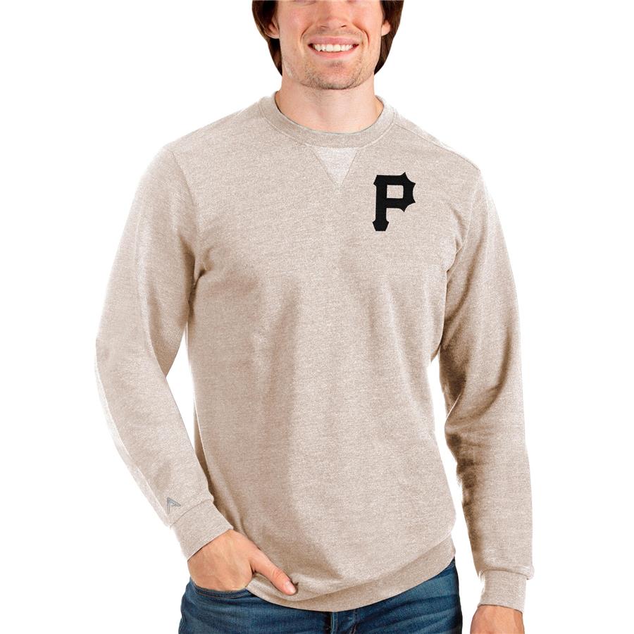 Pittsburgh Pirates Antigua Reward Crewneck Pullover Sweatshirt - Oatmeal