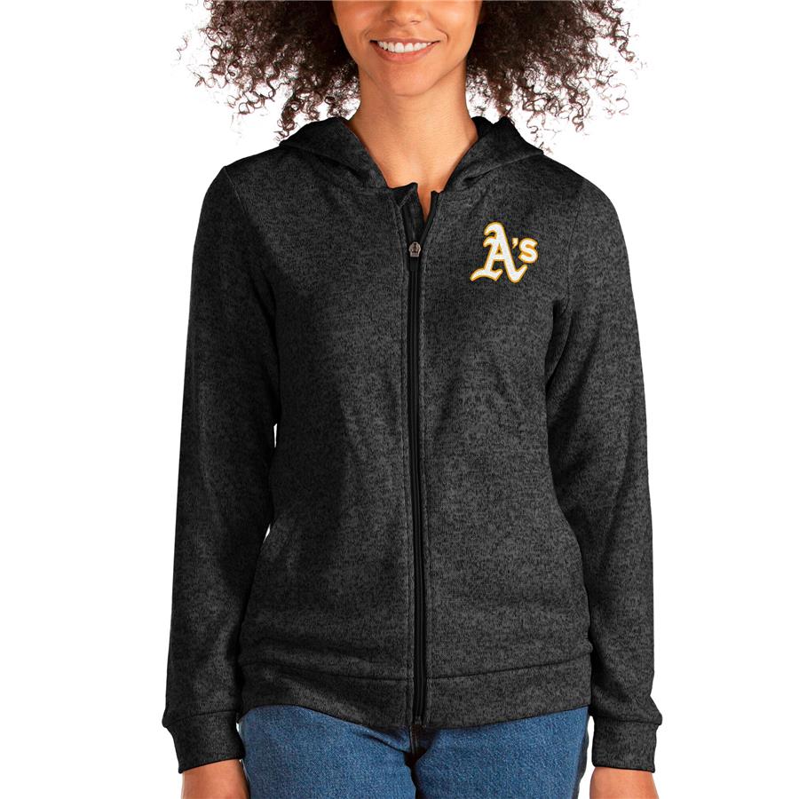 Oakland Athletics Antigua Women's Team Absolute Full-Zip Hoodie - Heathered Black