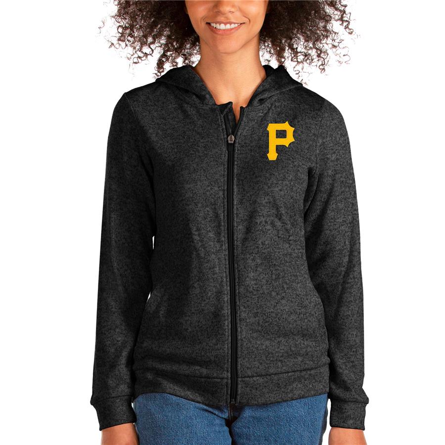 Pittsburgh Pirates Antigua Women's Team Absolute Full-Zip Hoodie - Heathered Black