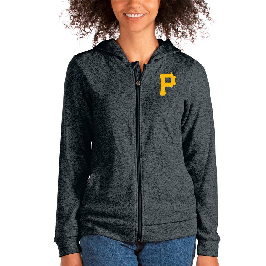 Pittsburgh Pirates Antigua Women's Team Absolute Full-Zip Hoodie - Heathered Charcoal