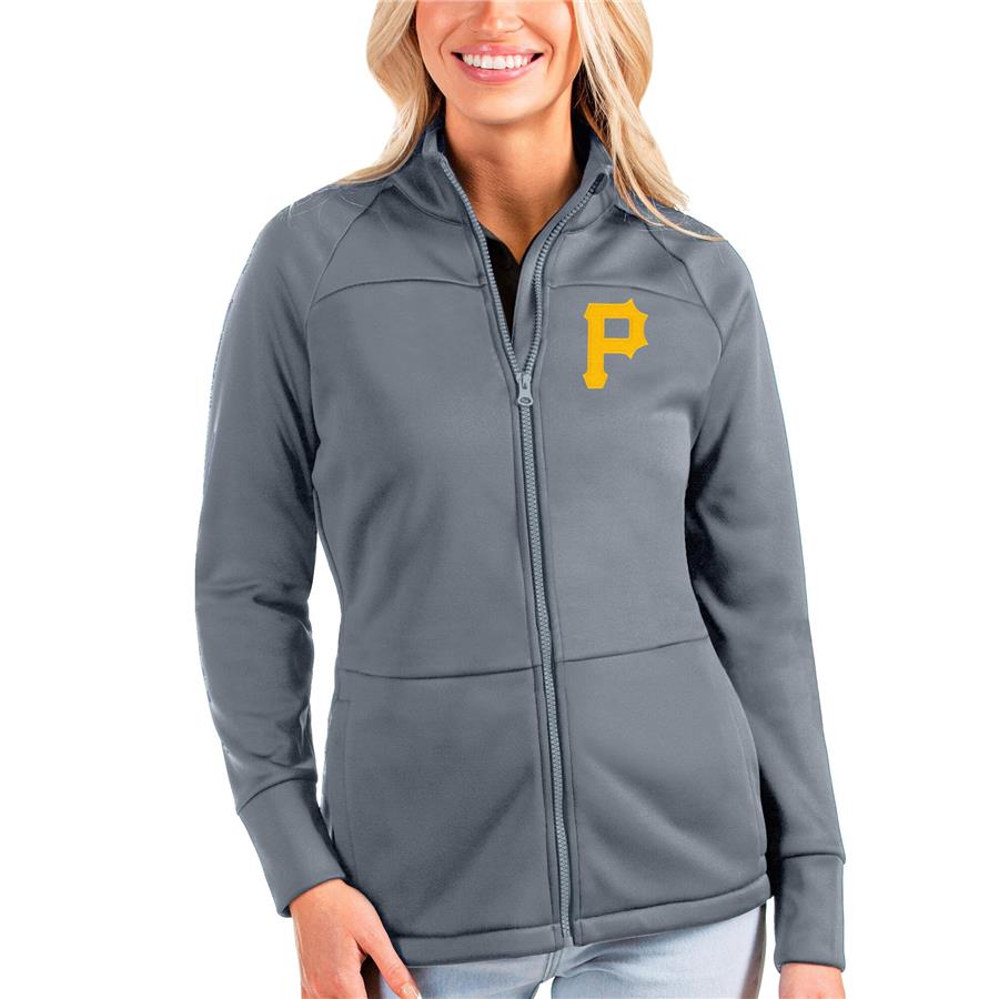 Pittsburgh Pirates Antigua Women's Links Full-Zip Golf Jacket - Gray