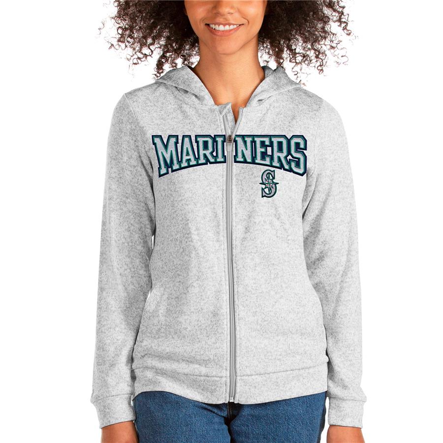 Seattle Mariners Antigua Women's Wordmark Absolute Full-Zip Hoodie - Heathered Gray