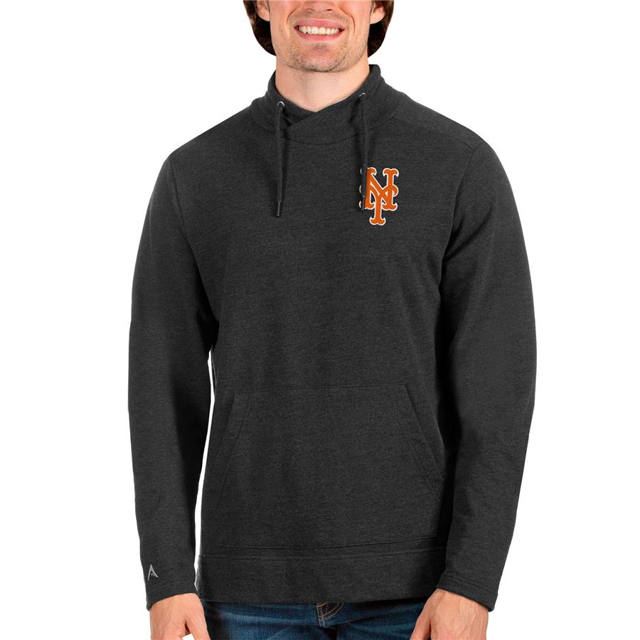 New York Mets Antigua Team Reward Pullover Sweatshirt - Heathered Black