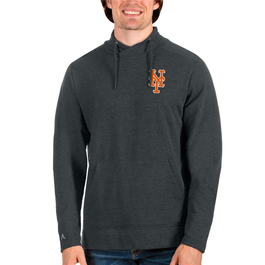 New York Mets Antigua Team Reward Pullover Sweatshirt - Heathered Charcoal