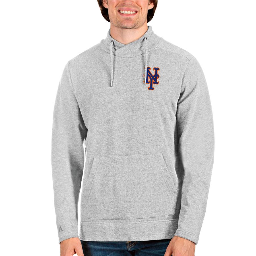 New York Mets Antigua Team Reward Pullover Sweatshirt - Heathered Gray