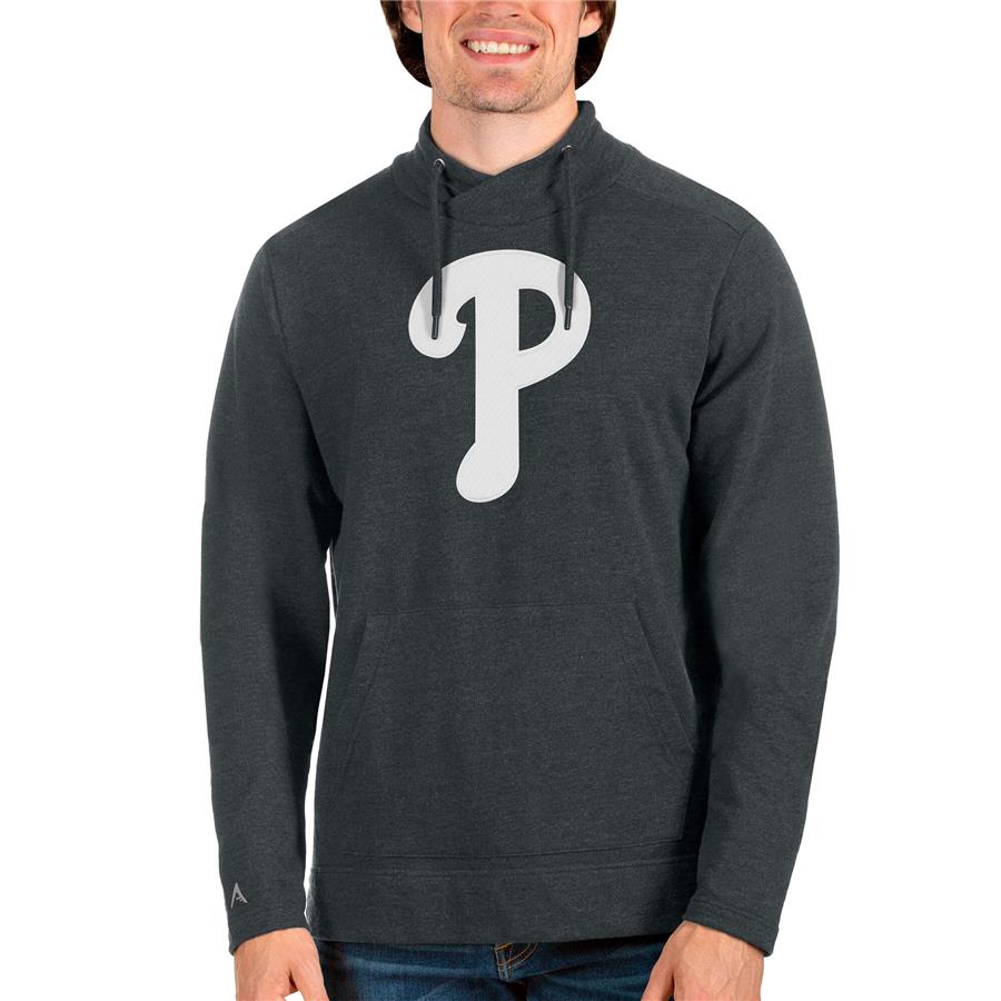 Philadelphia Phillies Antigua Reward Pullover Sweatshirt - Heathered Charcoal
