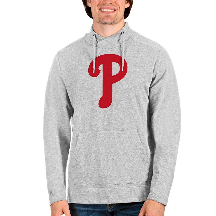 Philadelphia Phillies Antigua Reward Pullover Sweatshirt - Heathered Gray