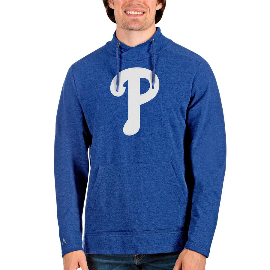 Philadelphia Phillies Antigua Reward Pullover Sweatshirt - Heathered Royal