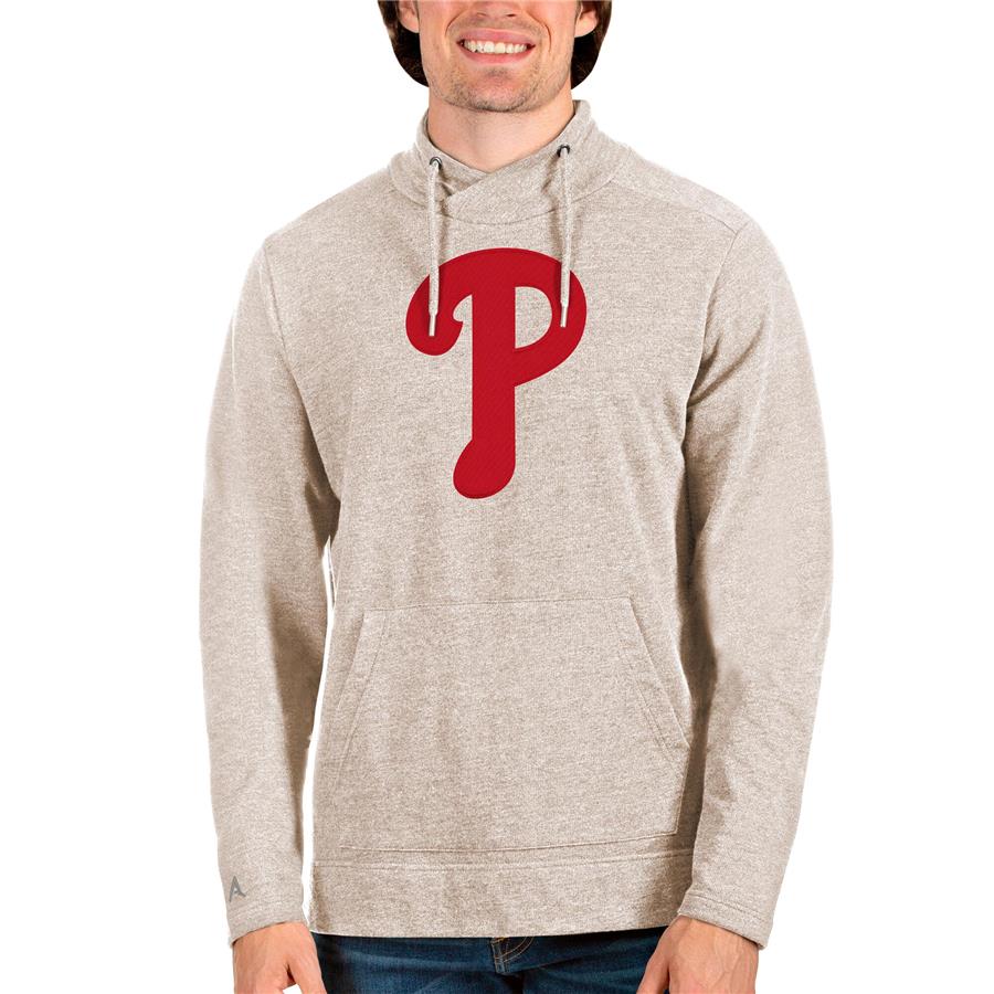 Philadelphia Phillies Antigua Reward Pullover Sweatshirt - Oatmeal