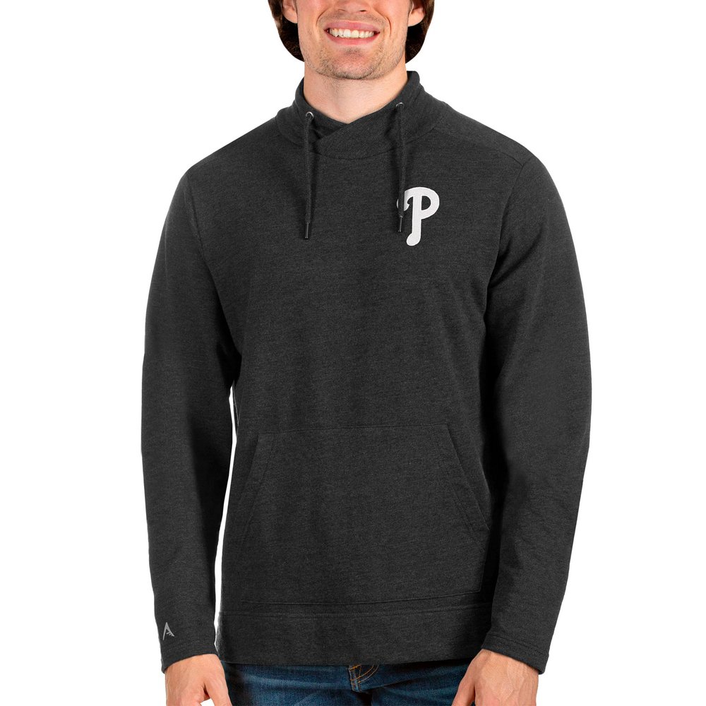 Philadelphia Phillies Antigua Team Reward Pullover Sweatshirt - Heathered Black