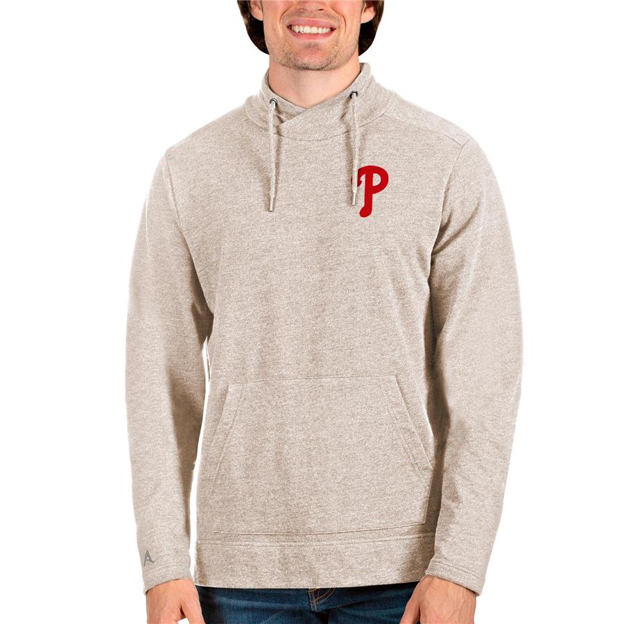Philadelphia Phillies Antigua Team Reward Pullover Sweatshirt - Oatmeal