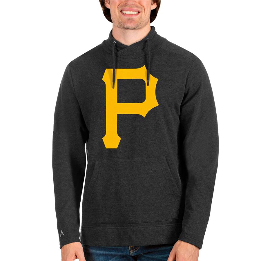 Pittsburgh Pirates Antigua Reward Pullover Sweatshirt - Heathered Black