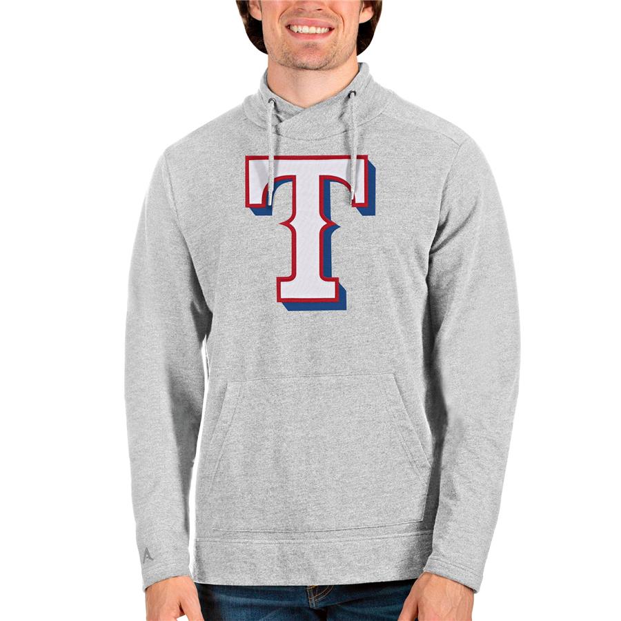 Texas Rangers Antigua Reward Pullover Sweatshirt - Heathered Gray