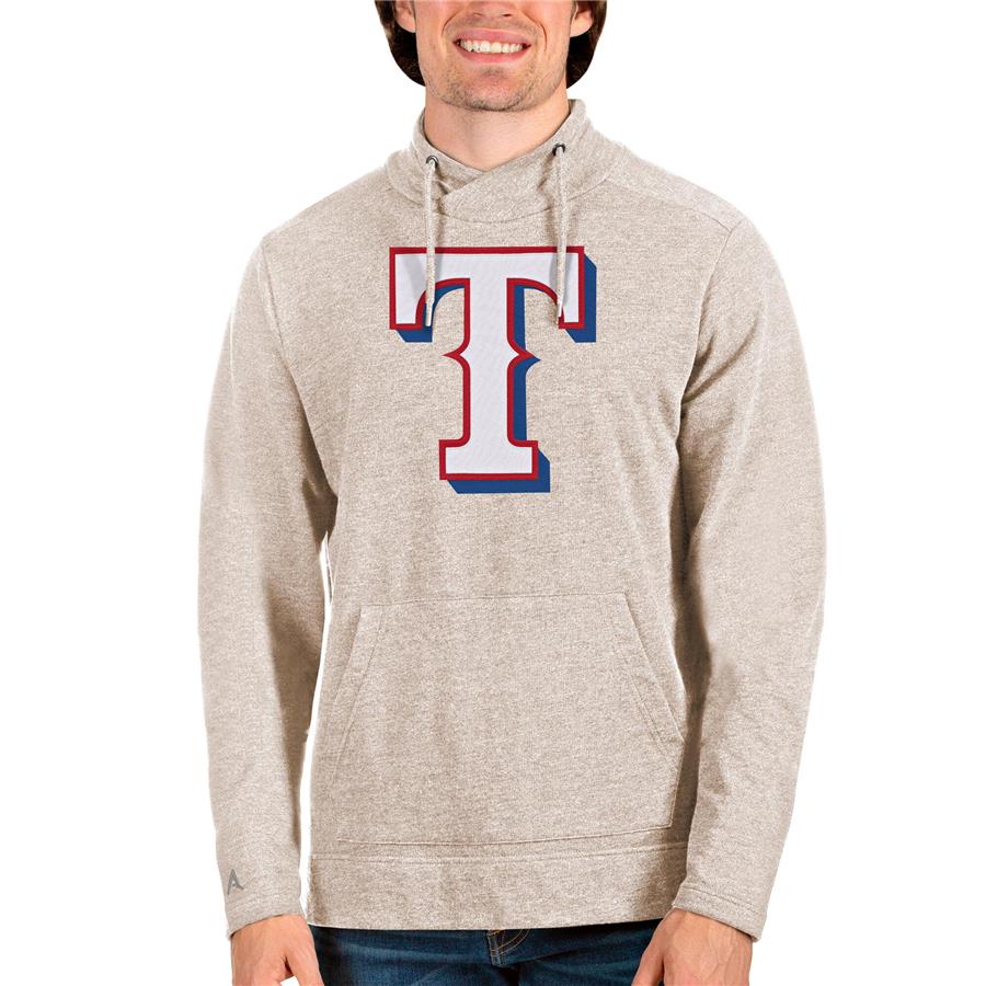 Texas Rangers Antigua Reward Pullover Sweatshirt - Oatmeal