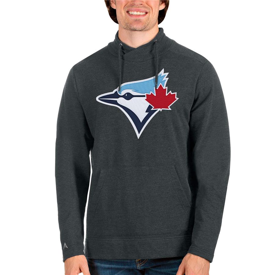 Toronto Blue Jays Antigua Reward Pullover Sweatshirt - Heathered Charcoal