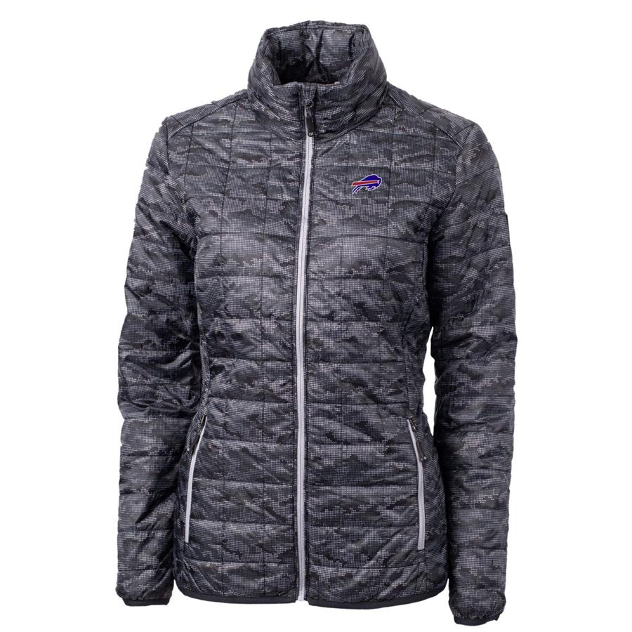Buffalo Bills Cutter & Buck Women's Rainier Printed Full-Zip Puffer Jacket - Black