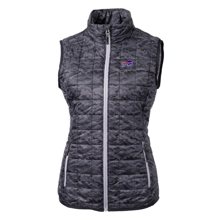 Buffalo Bills Cutter & Buck Women's Rainier Printed Full-Zip Puffer Vest - Black