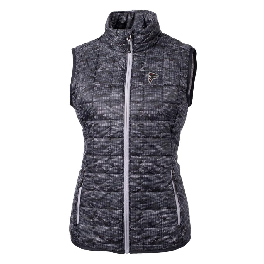 Atlanta Falcons Cutter & Buck Women's Rainier Printed Full-Zip Puffer Vest - Black