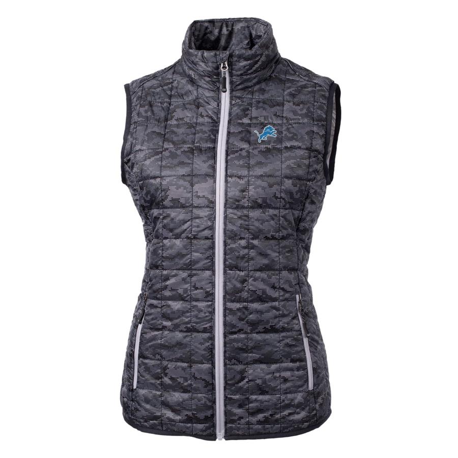 Женский жилет на молнии Detroit Lions Cutter & Buck Rainier Printed Puffer (чёрный)