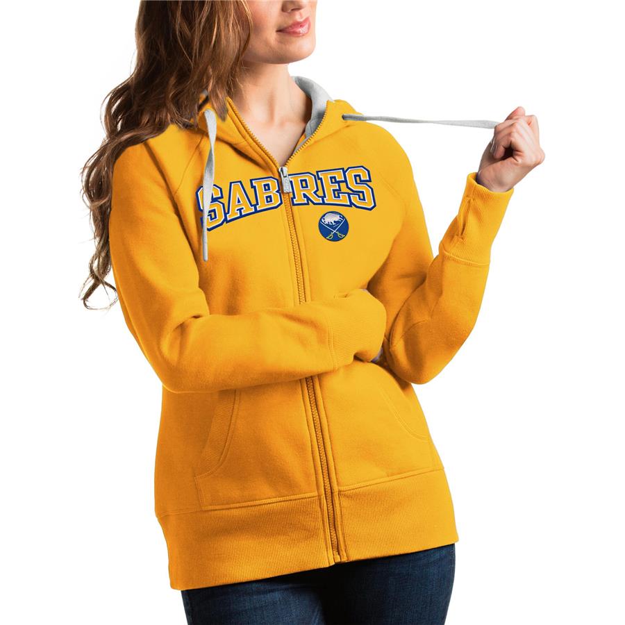 Buffalo Sabres Antigua Women's Wordmark Victory Full-Zip Hoodie - Gold