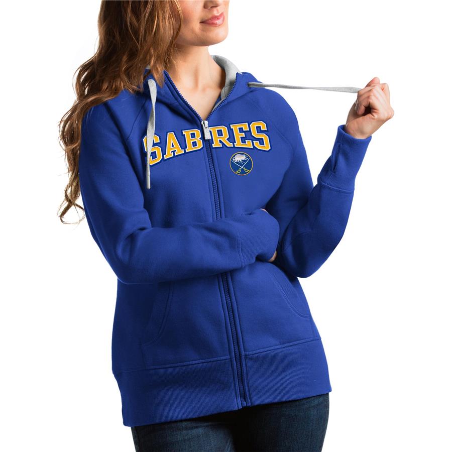 Buffalo Sabres Antigua Women's Wordmark Victory Full-Zip Hoodie - Royal