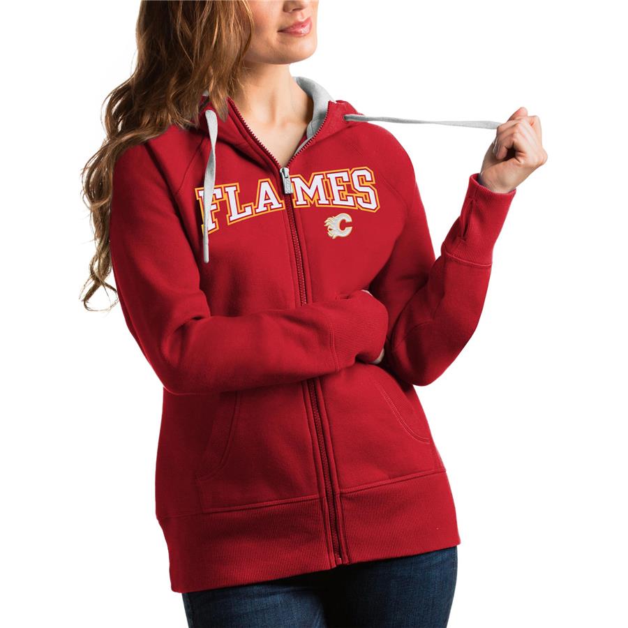 Calgary Flames Antigua Women's Wordmark Victory Full-Zip Hoodie - Red