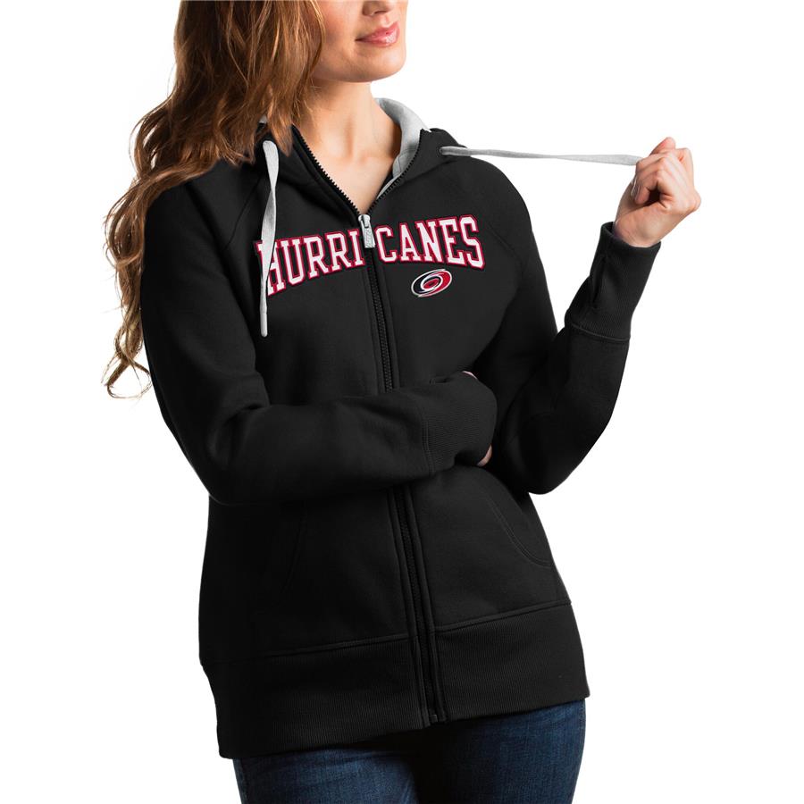 Carolina Hurricanes Antigua Women's Wordmark Victory Full-Zip Hoodie - Black