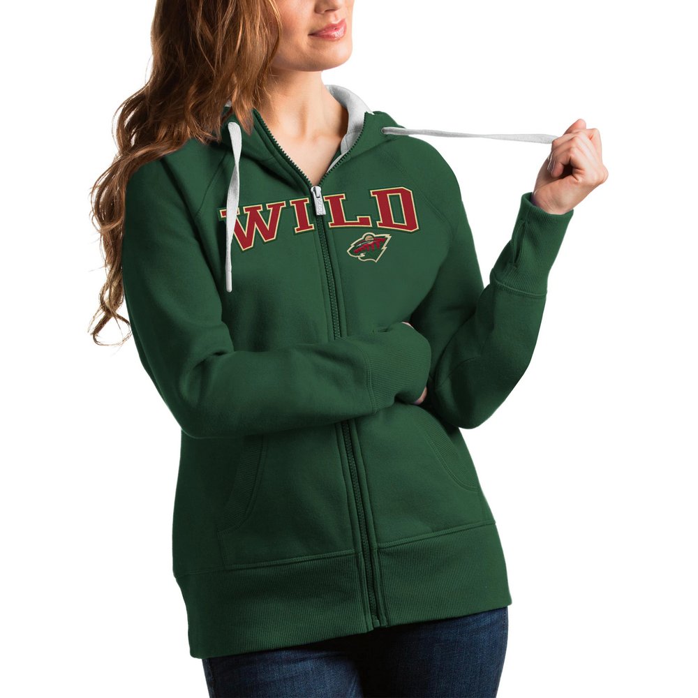 Женское худи на молнии Minnesota Wild Antigua Wordmark Victory (зелёный)