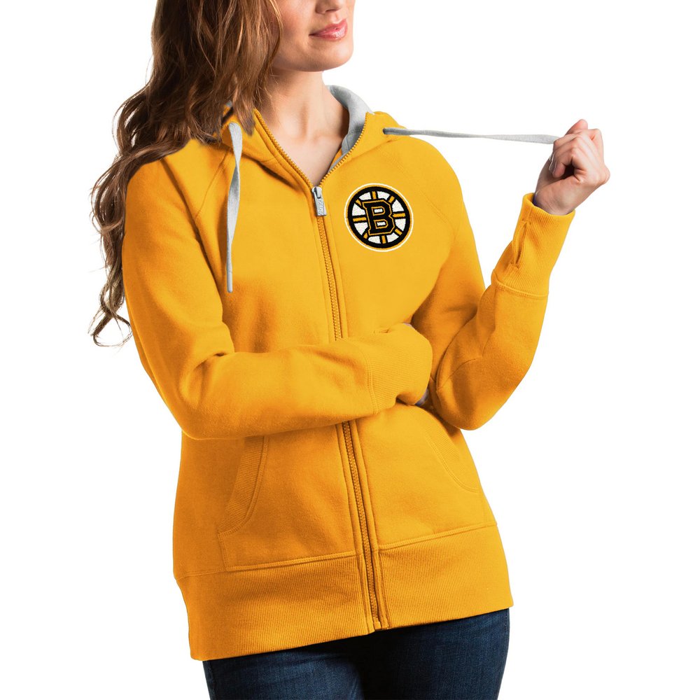 Boston Bruins Antigua Women's Victory Full-Zip Hoodie - Gold