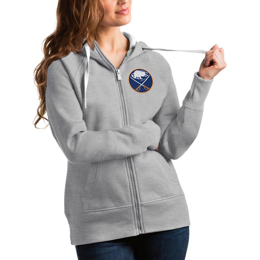 Buffalo Sabres Antigua Women's Victory Full-Zip Hoodie - Heathered Gray