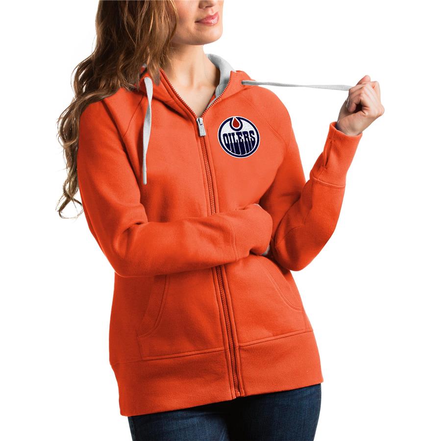 Edmonton Oilers Antigua Women's Victory Full-Zip Hoodie - Orange