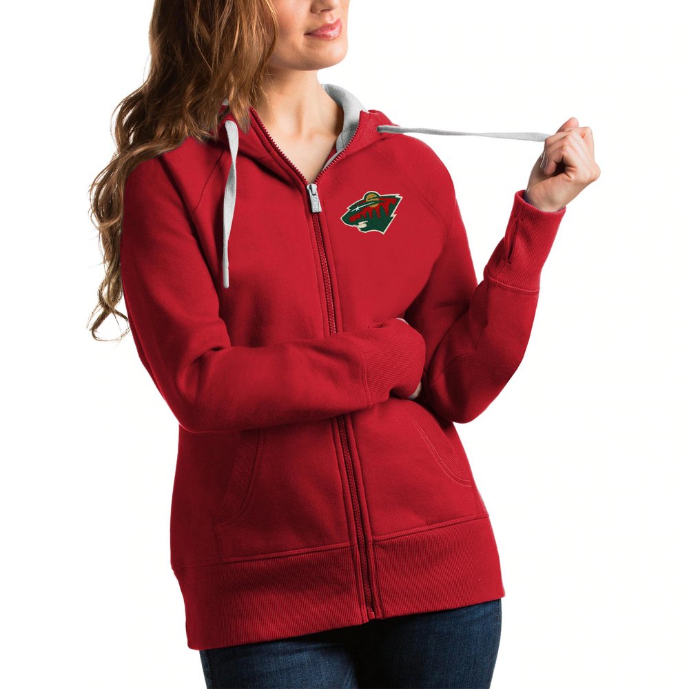 Женское худи на молнии Minnesota Wild Antigua Victory (красный)