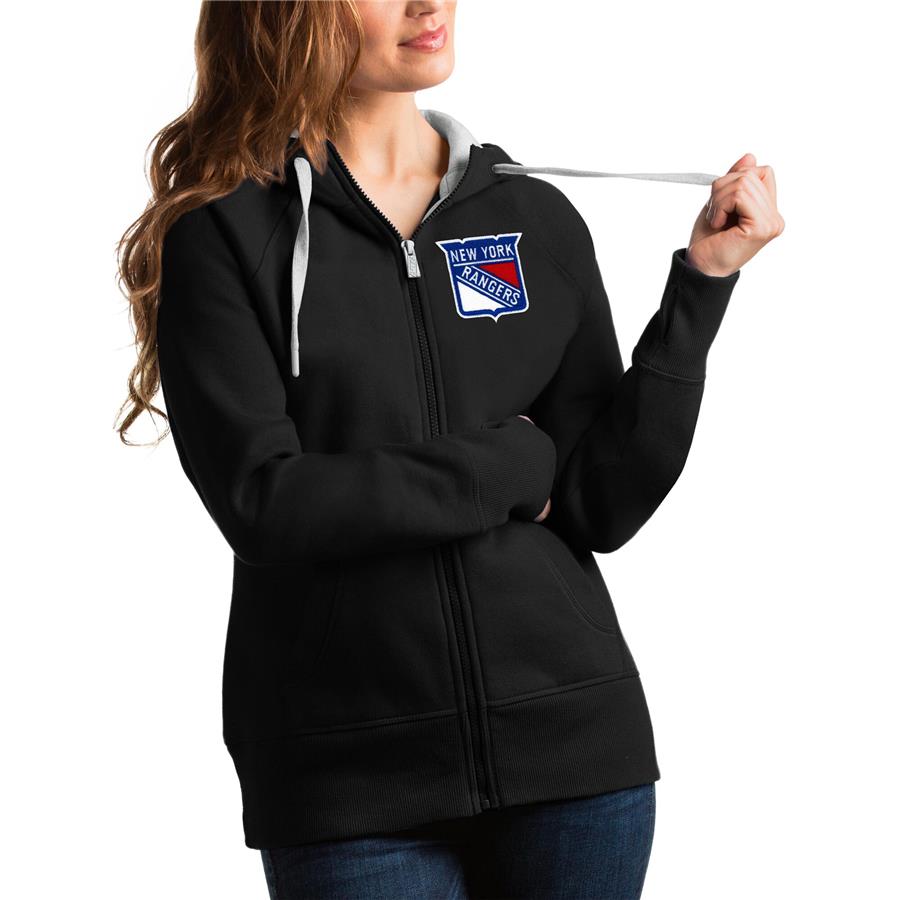 New York Rangers Antigua Women's Victory Full-Zip Hoodie - Black