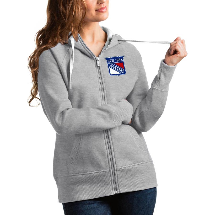 New York Rangers Antigua Women's Victory Full-Zip Hoodie - Heathered Gray