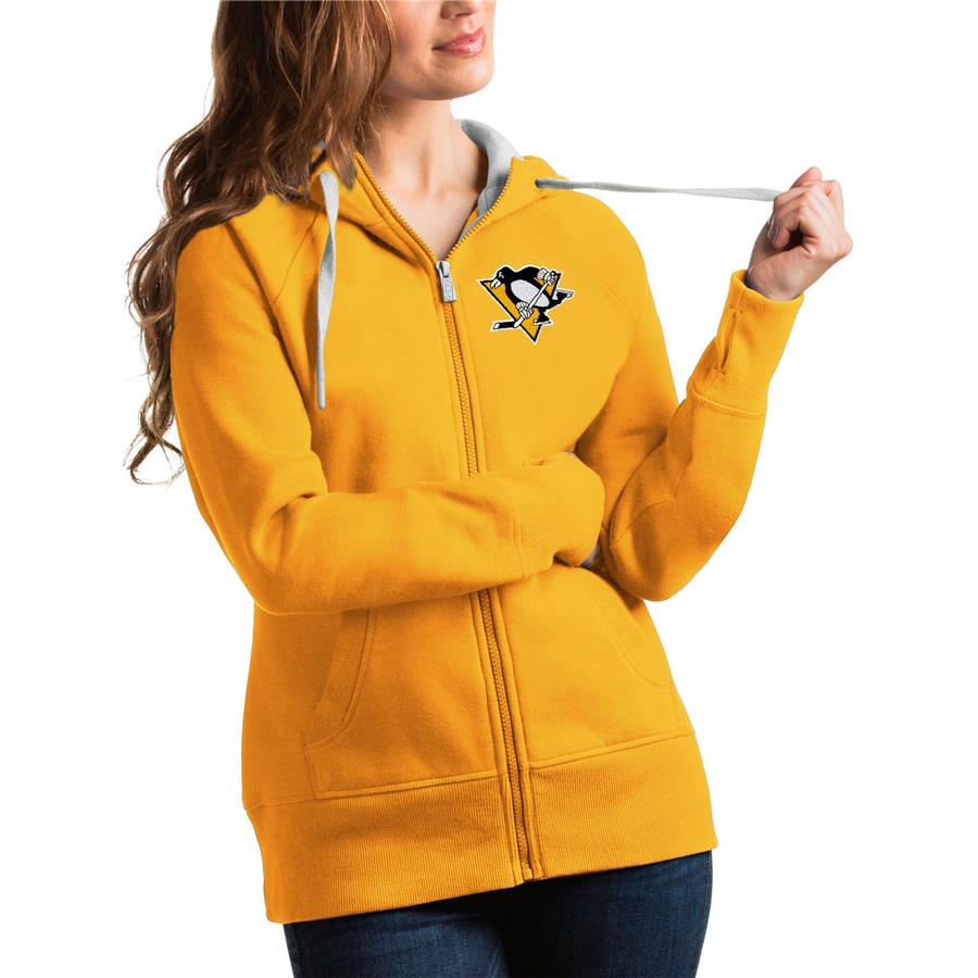 Женское худи на молнии Pittsburgh Penguins Antigua Victory (золотистый)