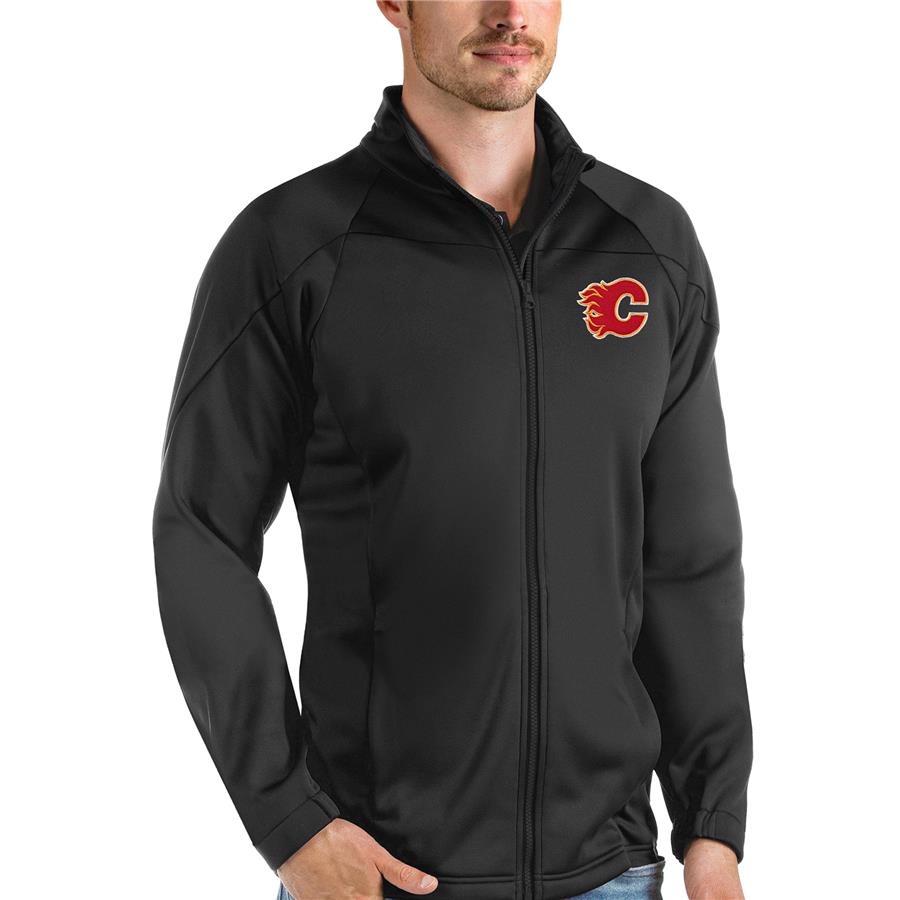Calgary Flames Antigua Links Full-Zip Golf Jacket - Black