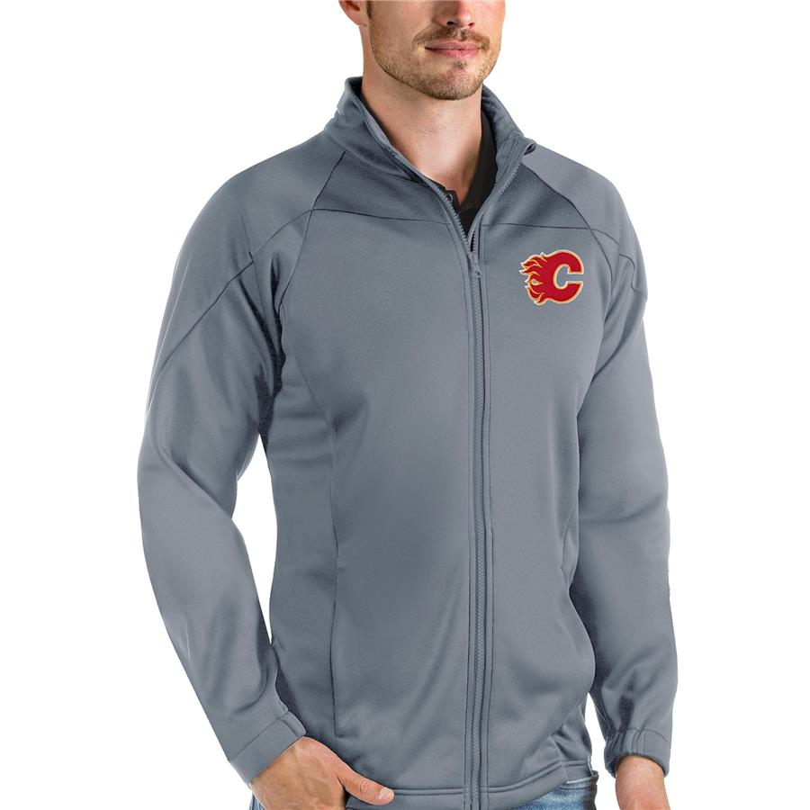 Calgary Flames Antigua Links Full-Zip Golf Jacket - Gray