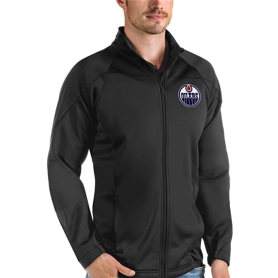 Edmonton Oilers Antigua Links Full-Zip Golf Jacket - Black
