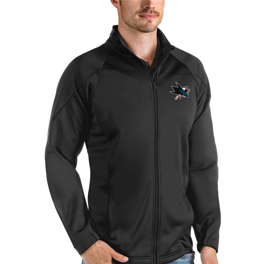 San Jose Sharks Antigua Links Full-Zip Golf Jacket - Black