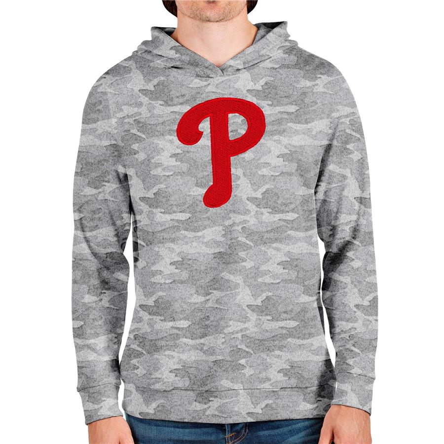 Philadelphia Phillies Antigua Team Logo Absolute Pullover Hoodie - Camo