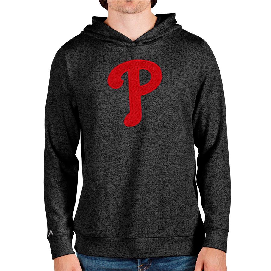 Philadelphia Phillies Antigua Team Logo Absolute Pullover Hoodie - Heathered Black