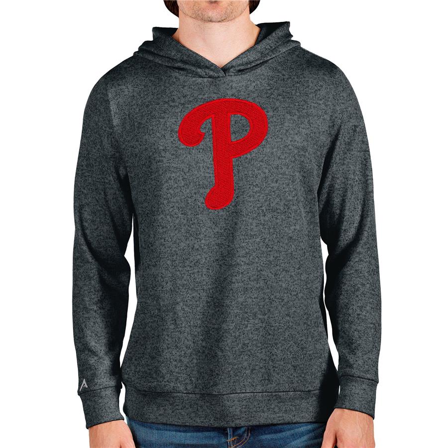Philadelphia Phillies Antigua Team Logo Absolute Pullover Hoodie - Heathered Charcoal